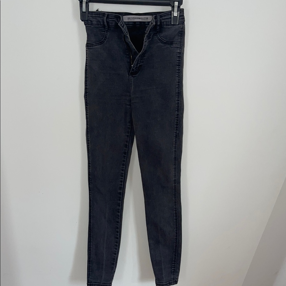 Zara Black Skinny Jeans High Waist Stretch great condition size 2